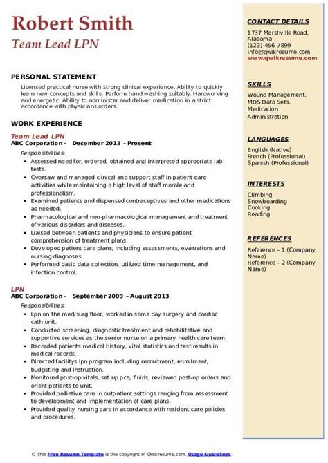 Lpn Resume Samples Qwikresume