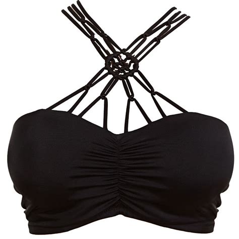 Macrame Padded Bandeau Bikini Top Black As4053blk Poinsettia