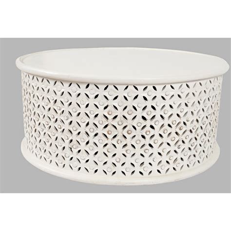 The perfect place for drinks, trays and books, this sleek design is equally at home inside, next to a modern sofa or chair. Lorraine Solid Wood Drum Coffee Table & Reviews | Joss & Main