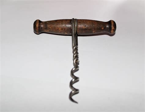 Antique Corkscrew 1890s William Rockwell Clough Wood T Style Corkscrew