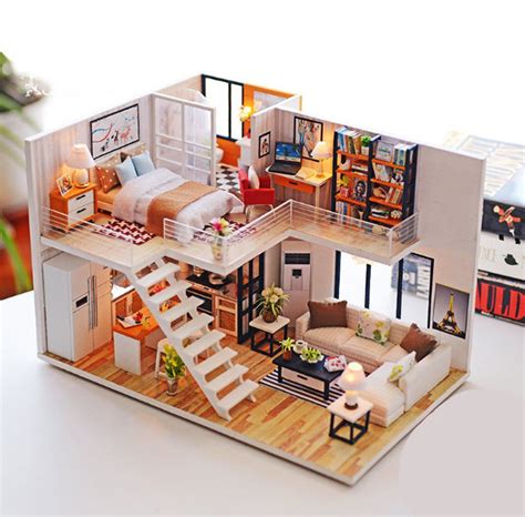 Assemble Diy Doll House Toy Wooden Miniatura Doll Houses Miniature