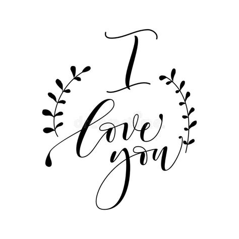 Love You Hand Lettering Handmade Calligraphy Stock Vector