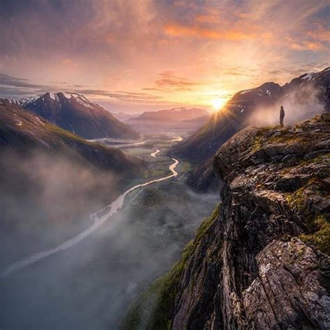 Sunset In Romsdalen Norway Beautiful Landscapes Beautiful Places