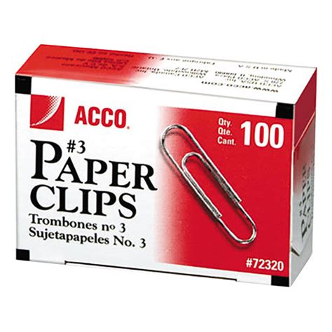 Acco Silver Smooth Finish Count Standard Paper Clips Box