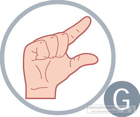 American Sign Language Sign Language Letter G Classroom Clipart