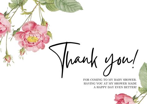 Floral Baby Shower Invitation With Thank You Card Pink Printable