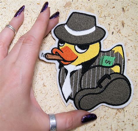 Retro Gangster Rubber Duckie Iron On Embroidery Patch Etsy