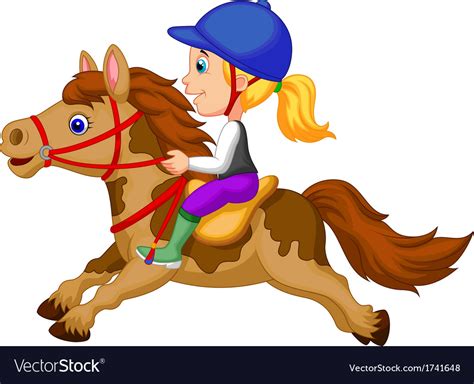 Little Girl Cartoon Riding A Pony Horse Royalty Free Vector