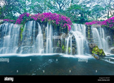 Beautiful Blue Waterfall In Hawaii Stock Photo Alamy
