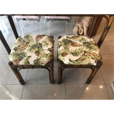 The bottom shelf is woven and the top has 3 drawers! Vintage Tropical Bamboo Rattan Console Table and Benches ...