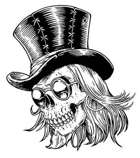 Top Hat Skull Etsy Ilustraciones Del Cráneo Craneo Dibujo Harley