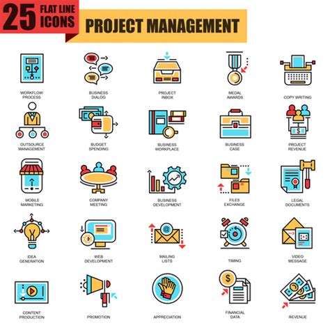 Project Management Icon Collection Vector Free Download