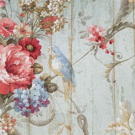 Bird Rose French Cottage Floral Victorian Vintage Wallpaper Etsy