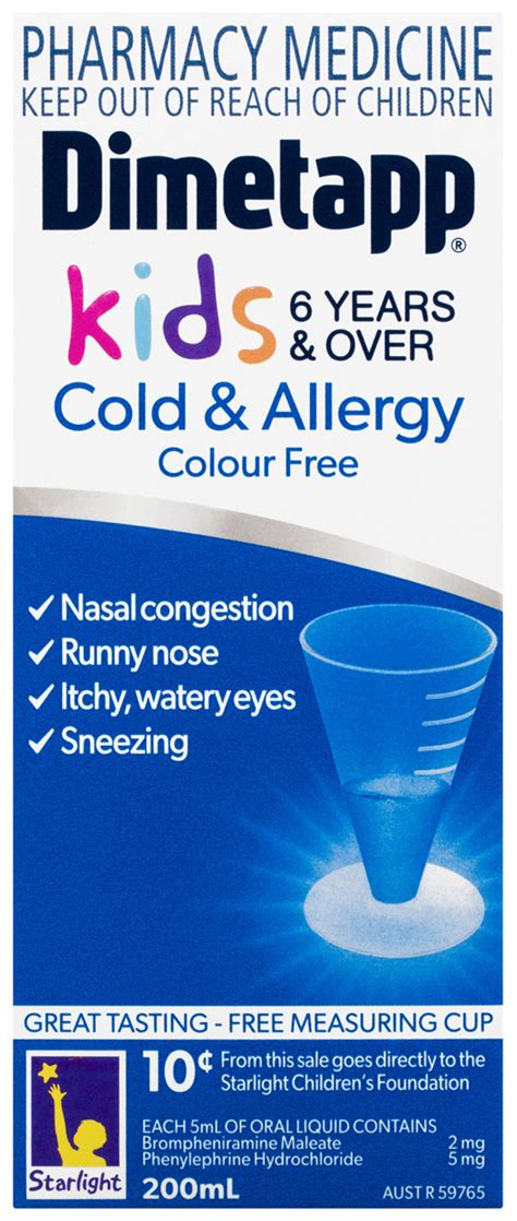 Dimetapp Cold And Allergy Kids 6 Years And Over Colour Free