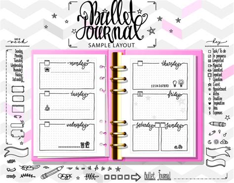 Printable Dot Grid Pages Set Blank Bullet Journal Template 6 Etsy