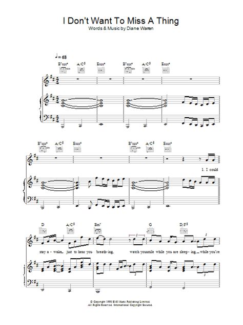 I don't want to miss a thing lyrics. I Don't Want To Miss A Thing | Sheet Music Direct