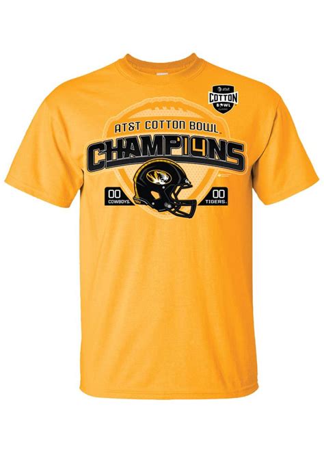 Missouri Mizzou Tigers T Shirt Gold Mizzou 2014 Cotton Bowl Champs Short Sleeve Tee