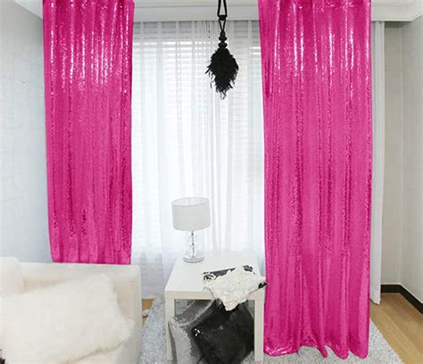 Pink Transparent Sequin Curtains Half