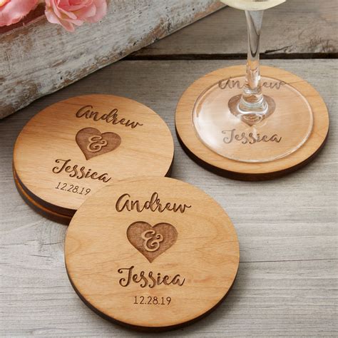 Rustic Wedding Party Favors Personalized Coasters Engraved Etsy Artofit
