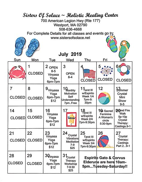 Pin by Sisters Of Solace Holistic Hea on Monthly Calendar Of Events