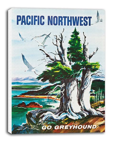 Travel Poster Pacific Northwest Art Canvas Print America Wall Etsy