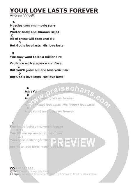 Your Love Lasts Forever Chords PDF Vineyard UK PraiseCharts