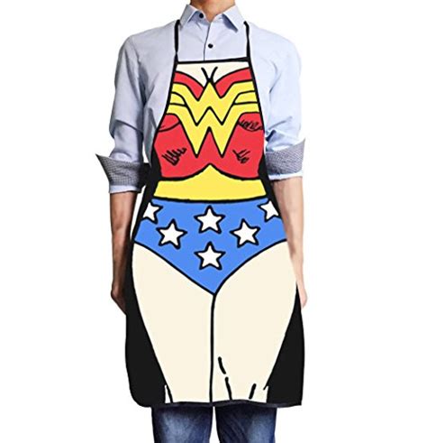 Starixx Funny Kitchen Apron Cooking And Grilling With Superman Batman Wonder Woman Or Captain