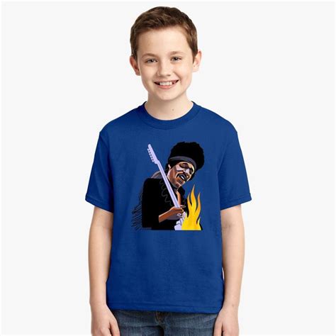 Jimi Hendrix Playing The Guitar Youth T Shirt Kidozi