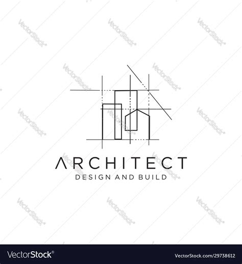 Architect Logo Architectural Constructionhome Vector Image