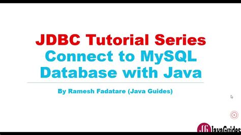 Jdbc Tutorial Part Connect To Mysql Database With Java Youtube