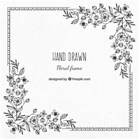 Each element executed with love in modern style of line art and minimalism. Free Vector | Vintage hand drawn floral frame