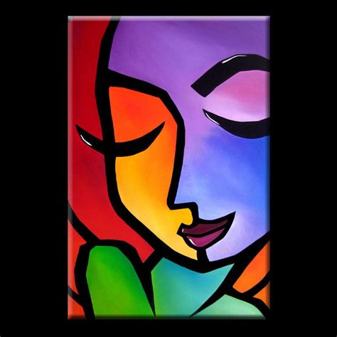 Color Blind Original Large Abstract Modern Faces Art Painting By