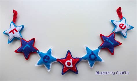 Bright Blue And Red Personalised Star Banner Felt Art Crafts Star