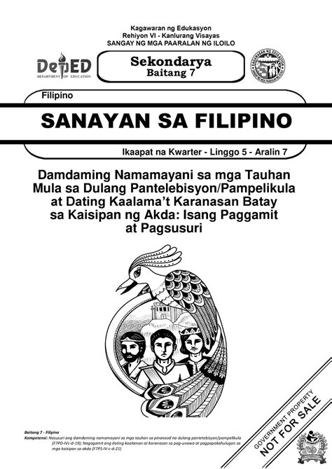 Fil7 Q4 Wk5 Aral7 Baitang 7 Filipino Kompetensi Nasusuri Ang