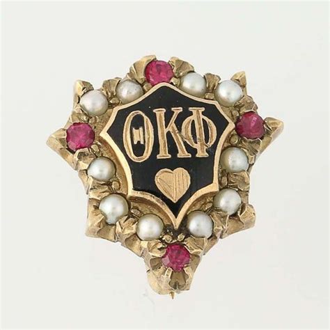 Theta Kappa Phi Fraternity Badge 10k Gold Pearls Synthetic Rubies