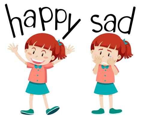 Opposite Words For Happy And Sad 454672 Vector Art At Vecteezy
