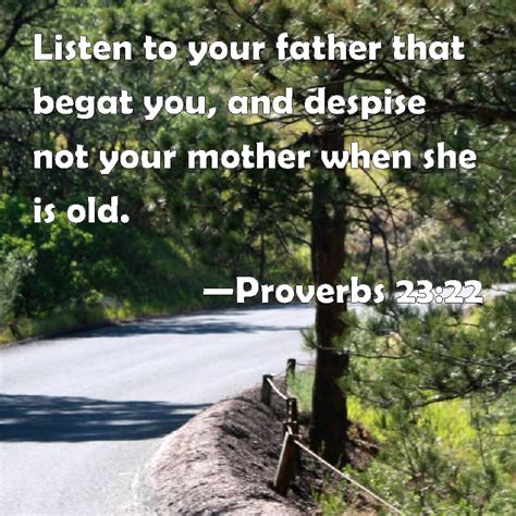Proverbs 2322 Listen To Your Father That Begat You And Despise Not