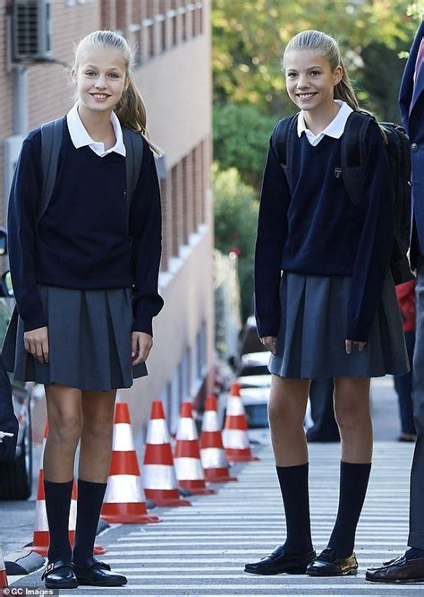 Spanish Princesses Leonor 13 And Sofia 12 Go Back To School School Girl Dress School