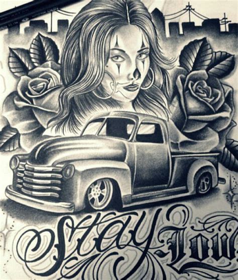 Gangster Lowrider Car Drawings Canvas Point