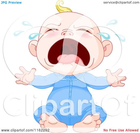 Cartoon Of A Crying Blond Caucasian Baby Boy Royalty
