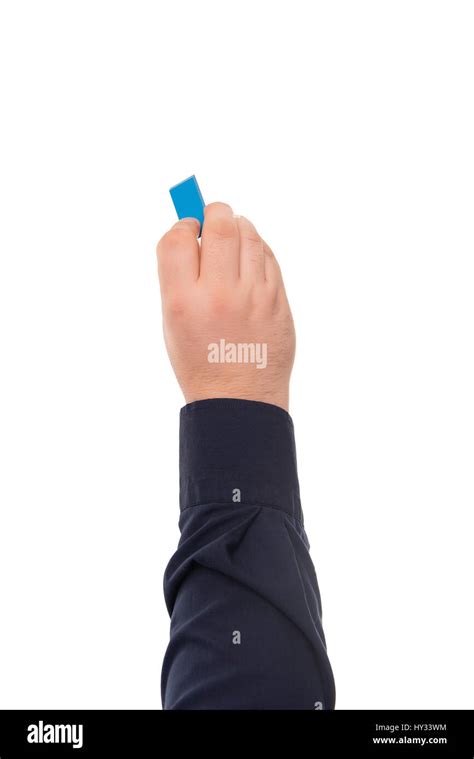 Hand Holding Eraser Isolated On White Background Stock Photo Alamy
