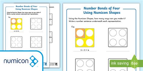 Number Bonds Of Four Using Numicon Shapes Worksheet 2091 Hot Sex Picture