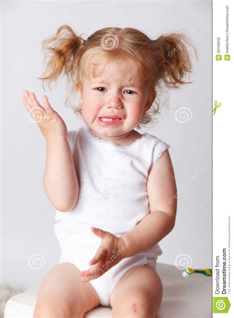 Closeup Of A Crying Little Child Stock Photo Image Of