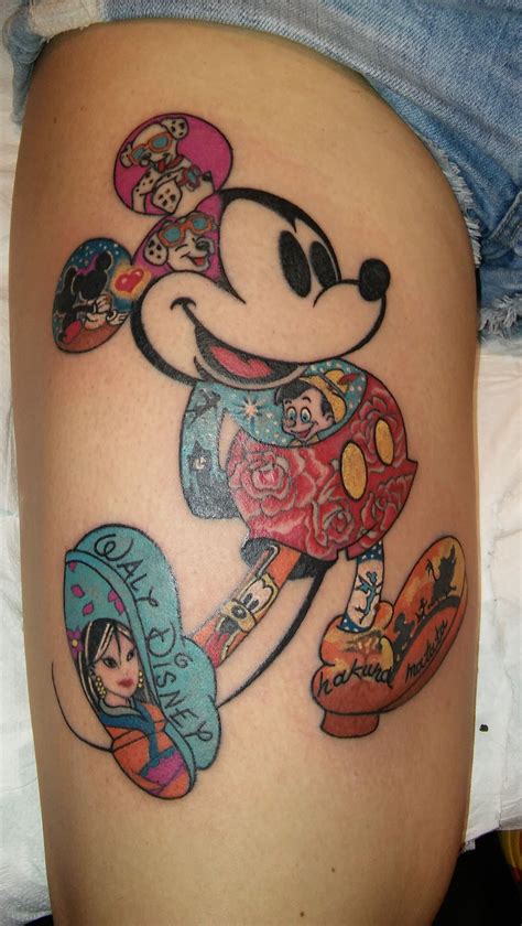 A Mickey Mouse Tattoo On The Leg