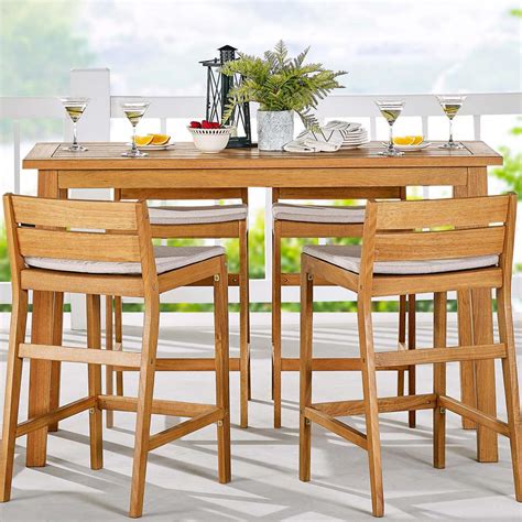 Modway Riverlake Natural 55 In Ash Wood Bar Height Outdoor Dining