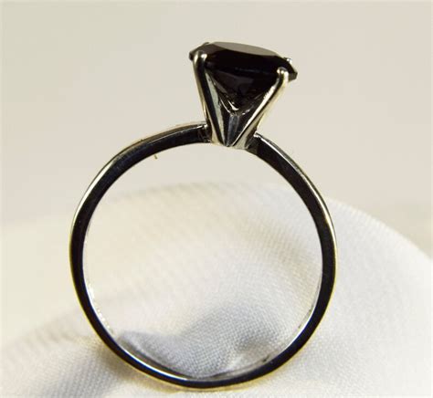 Black Spinel Ring Black Engagement Ring Genuine Gemstone 7mm Etsy