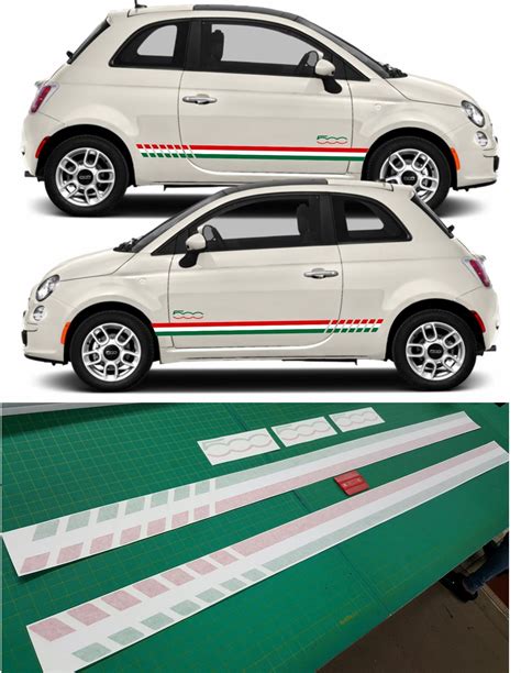 Zen Graphics Fiat 500 Italian Side Stripes Stickers