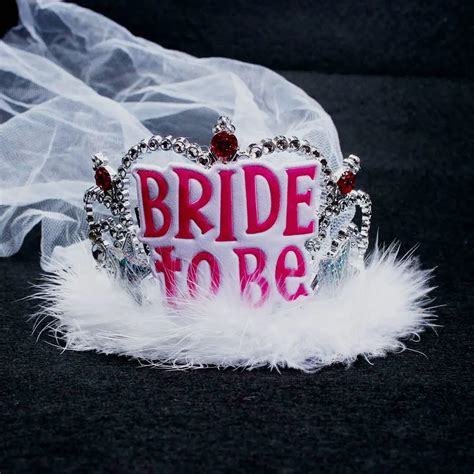 1x Bride To Be Crown Tiara Lace Veil Hen Night Party Accessories