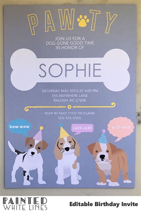 16 Artistic A Dog Birthday Party Invitations Templates Free Pictures