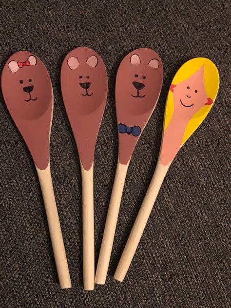 goldilocks and 3 bears wooden story spoons etsy uk wooden spoon crafts spoon crafts wooden